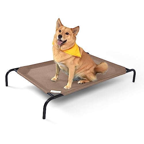 Coolaroo The Original Cooling Elevated Dog Bed, Indoor and Outdoor, Large, Nutmeg