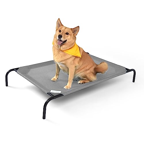 COOLAROO The Original Cooling Elevated Dog Bed, Indoor and Outdoor, Large, Grey