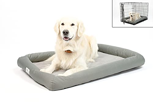 PetFusion Lavender-Infused Dog Bed w/Cooling | Solid Certi-PUR-US Orthopedic Memory Foam | Anti-Anxiety Crate Mat Calming & Soothing | All-Season Temperature Control Cooling Mat | 1 Year Warr.,Grey