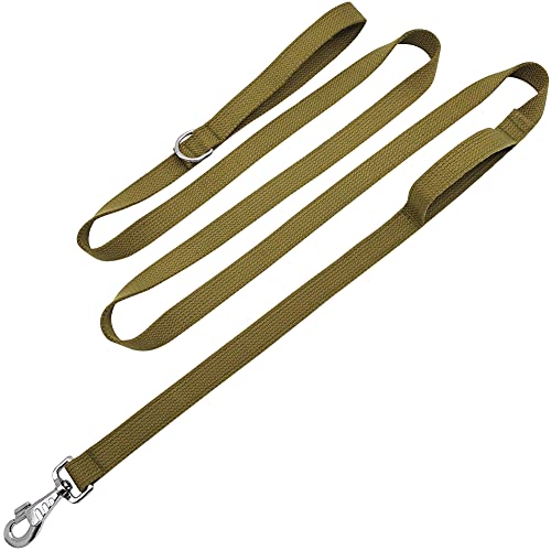 Hoanan 8ft Double Handle Traffic Dog Leash, Heavy Duty Tactical Dog Leash, Thick Nylon Dog Training Leash with 2 Traffic Control Handle for Medium Large Breed Dogs, Coyote Brown