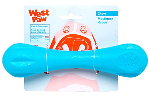 WEST PAW Zogoflex Hurley Dog Bone Chew Toy – Floatable Pet Toys for Aggressive Chewers, Catch, Fetch – Bright-Colored Bones for Dogs – Recyclable, Dishwasher-Safe, Non-Toxic, Large, Aqua