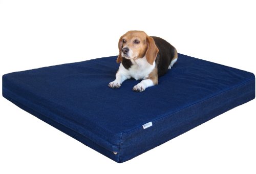 Dogbed4less Premium Orthopedic Memory Foam Dog Bed for Medium Large Dogs, Washable Durable Denim Cover, Waterproof and Extra External Pet Bed Case 37'X27'X4'