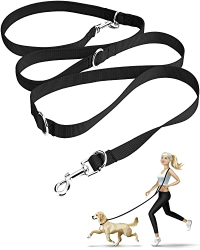 oneisall Hands Free Dog Leash,Multifunctional Dog Training Leash,8ft Nylon Double Leash for Puppy Small Medium Service Dogs Black