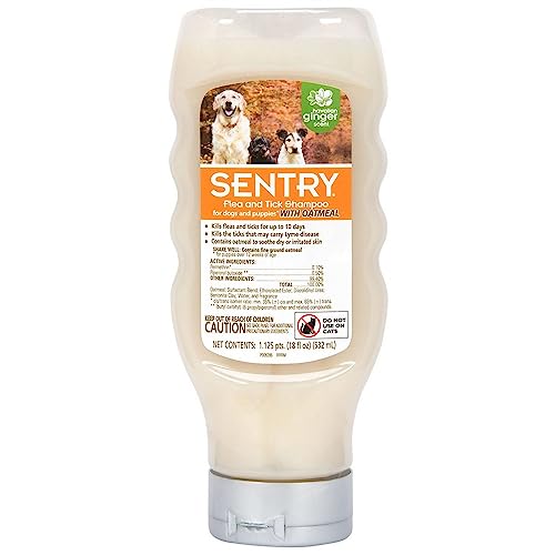 SENTRY Oatmeal Flea and Tick Shampoo for Dogs, Rid Your Dog of Fleas, Ticks, and Other Pests, Hawaiian Ginger Scent, 18 oz