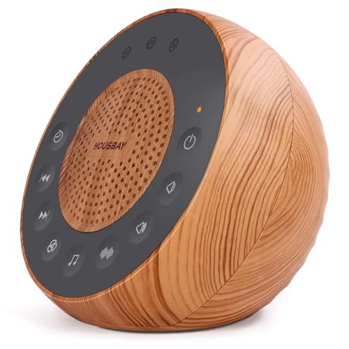 Housbay White Noise Machine with 31 Soothing Sounds, 5W Loud Stereo Sound, Auto-Off Timer, Adjustable Volume, Sleep Sound Machine for Baby, Kid, Adult -Wood Grain