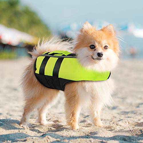 PETLESO Dog Life Jacket, Dog Life Vest Inflatable Adjustable for Swimming Surfing Boating, Green S