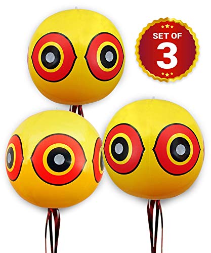 3 Pack De-Bird Duck Deterrent for Pool, Bird Repellent Balloons with Reflective Predator Eyes Scare Birds for Garden, Outdoor, Boat, Yard