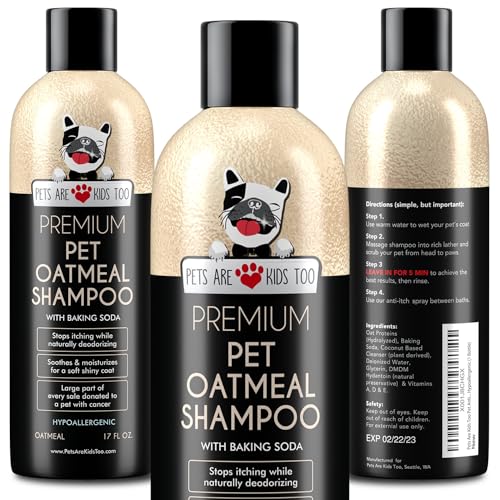 Pets Are Kids Too Oatmeal Dog Shampoo Baking Soda Hypoallergenic Anti Itch Moisturizing Soothing Deodorizing Pet Care Safe Puppy Shampoo Sensitive Skin Cat Shampoo - Coconut Based Cleanser 17 fl oz