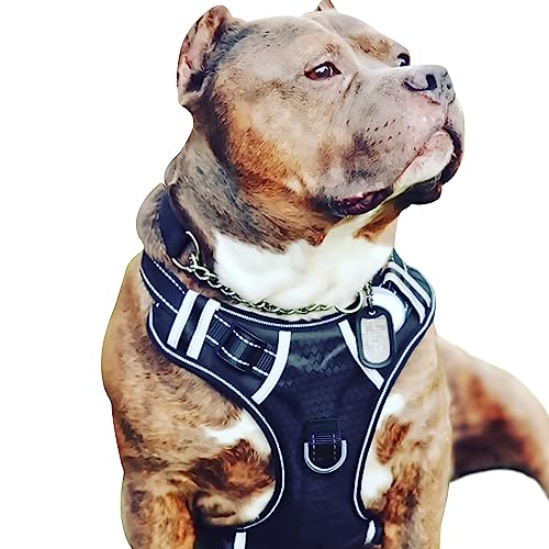 Big Dog Harness No Pull Adjustable Pet Reflective Oxford Soft Vest for Large Dogs Easy Control Harness (L, Black)