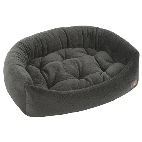 Jax and Bones 24 x 21 x 7-Inch Ripple Velour Napper Dog Bed, Small, Granite