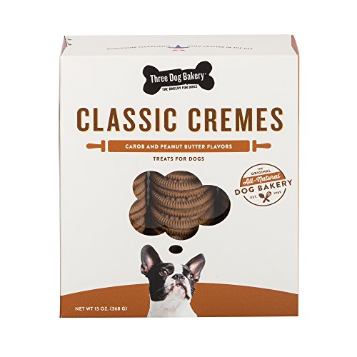 Three Dog Bakery Classic Cremes Carob with Peanut Butter Filling, 13 oz