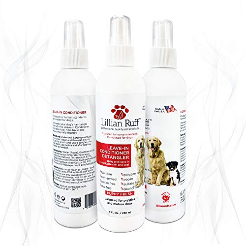 Lillian Ruff Leave-in Dog Conditioner & Detangler Spray - pH Balanced After-Bath No Rinse Hydrating Dog Conditioning Spray - Silky Shine Spray for Dry Skin, Itch Relief, Detangling & Dematting (8oz)